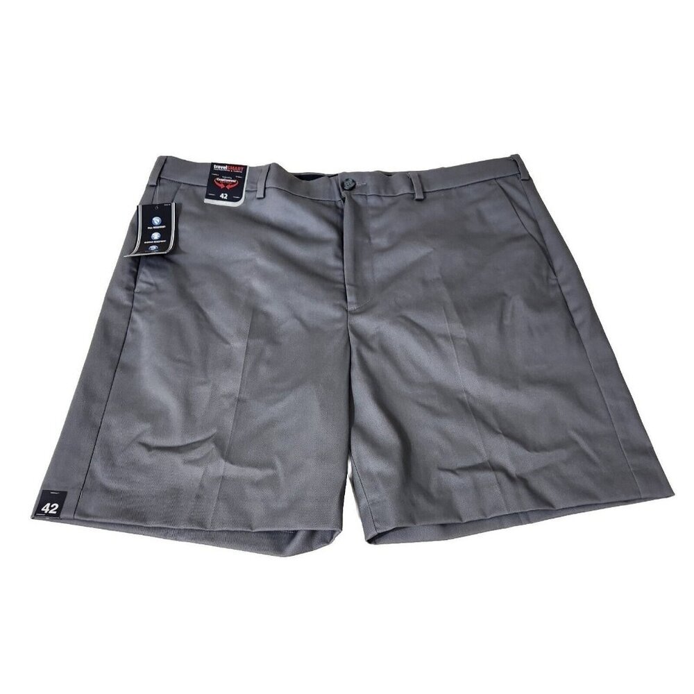 Roundtree & Yorke Mens Size 42 Shorts Travel Smart Flat Front Comfort Gray ---9